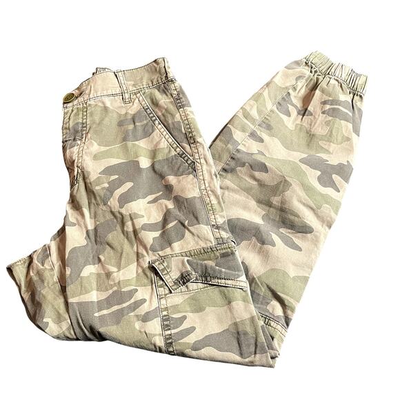 GARAGE Camo Cargo Jogger Pant Extra Small Zip Up Green Brown Khaki - Picture 1 of 5